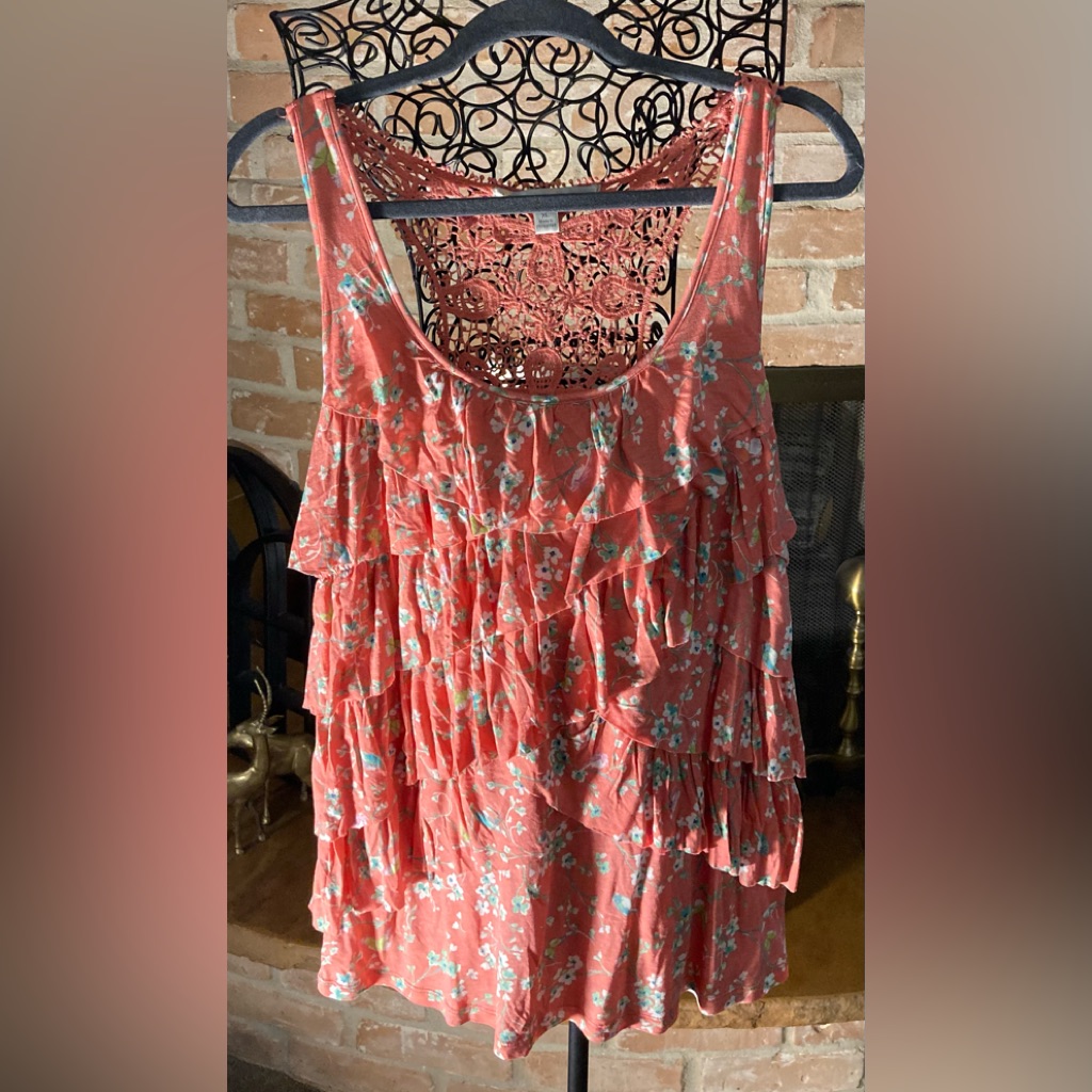Lc Lauren Conrad Pink Coral Floral Layered Tank